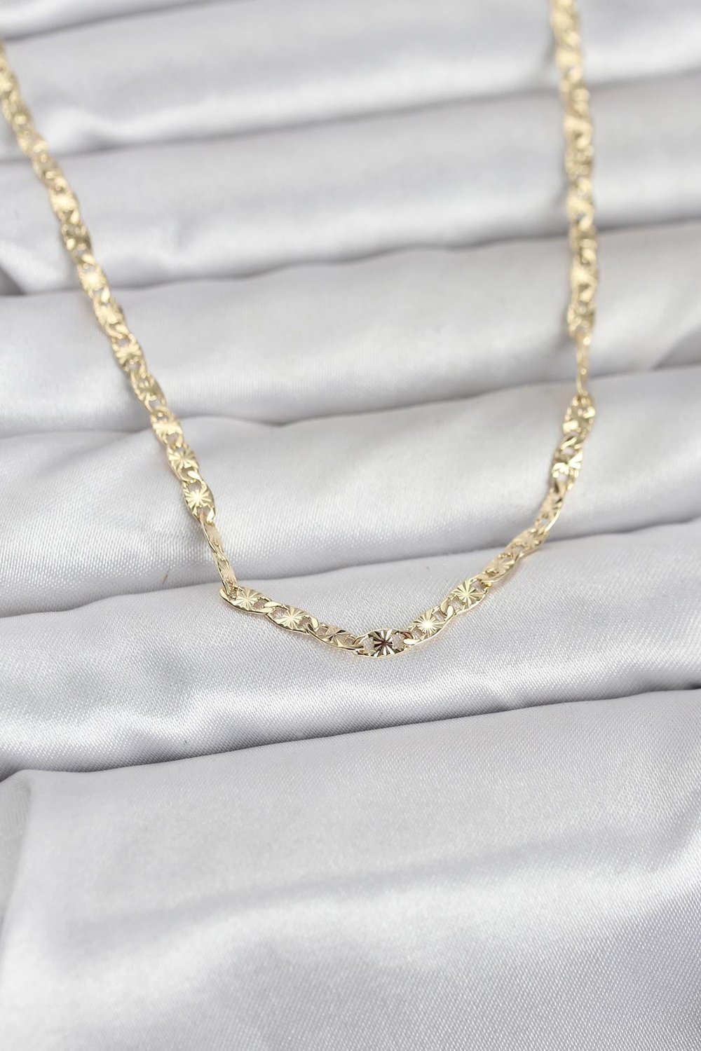CM 14K Gold Renk Lazer Zincirli Model 60 cm Kadın Kolye