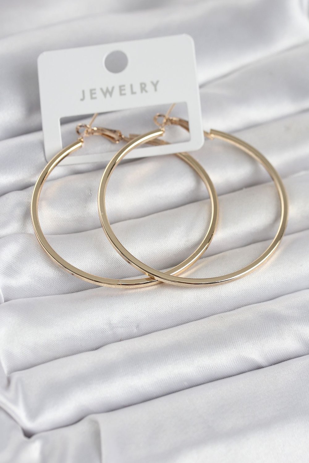 Gold Renk Pirinç Köşeli Kenar Halka 54 mm Kadın Küpe