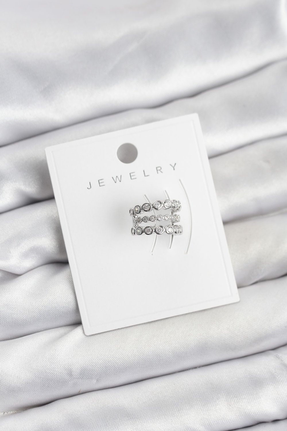Gümüş Renk Zirkon Taşlı Pirinç Kıkırdak Earcuff Küpe
