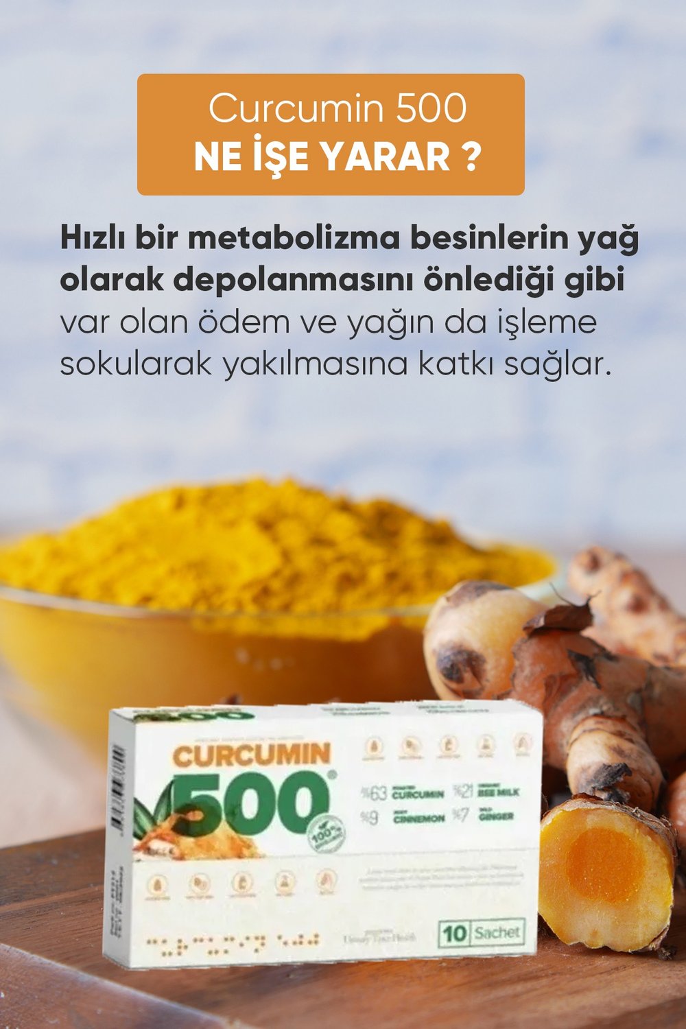 & Metabolizma Hızlandırmaya Yardımcı- Curcumin 500 Detox- 1 Kutu