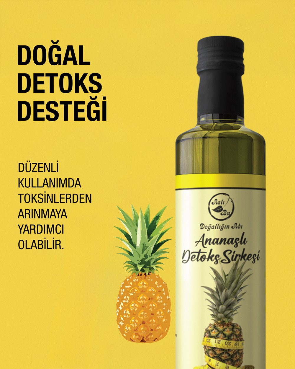Aslı Bu Ananaslı Detoks Sirkesi %100 Doğal Fermentasyon