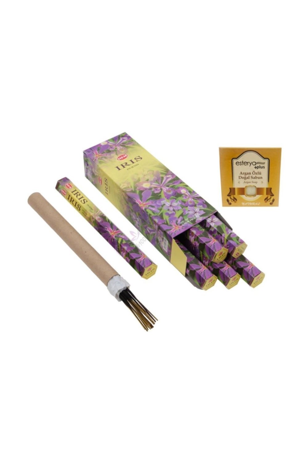 Hem Iris Süsen Çiçeği 6 Adet Tütsü Ve Esterya Plus Argan Sabunu
