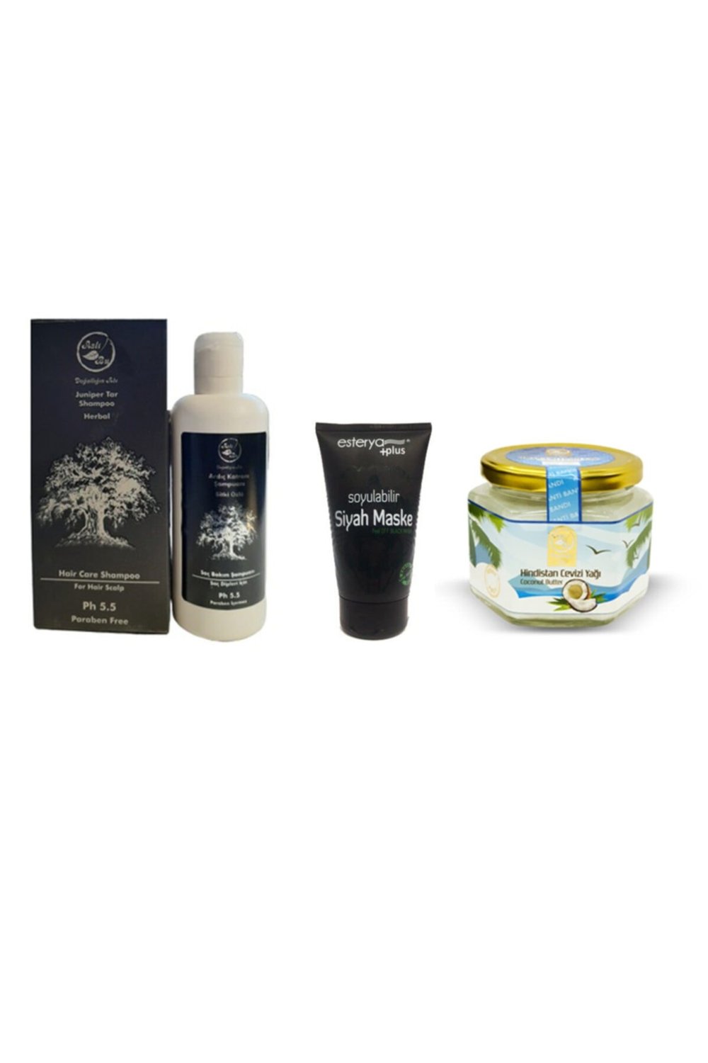 Hindistan Cevizi Yağı+ Ardıç Katranı Şampuanı+ Esterya Plus Soyulabilir Siyah Maske