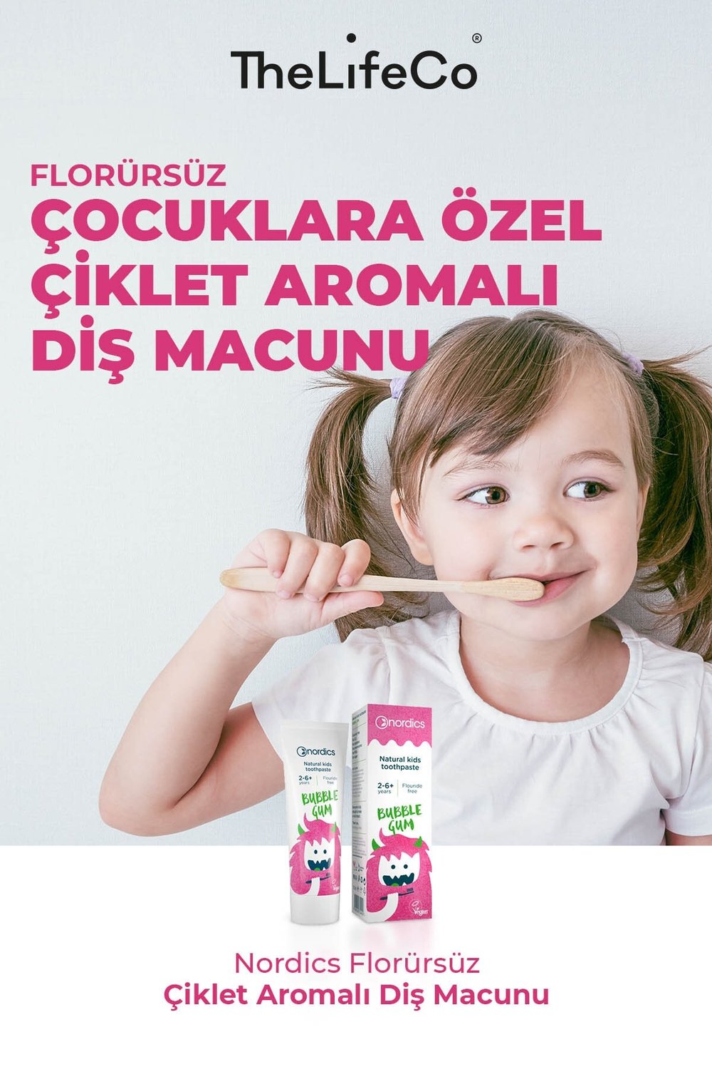 Nordics Florürsüz Doğal Çocuk Diş Macunu Çiklet Aromalı 50 ml