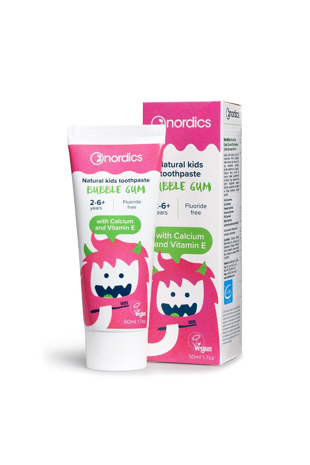 Nordics Florürsüz Doğal Çocuk Diş Macunu Çiklet Aromalı 50 ml