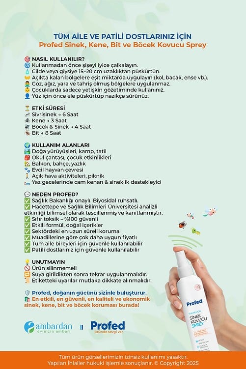 Profed Sinek, Kene, Bit ve Böcek Kovucu Sprey 75 ml