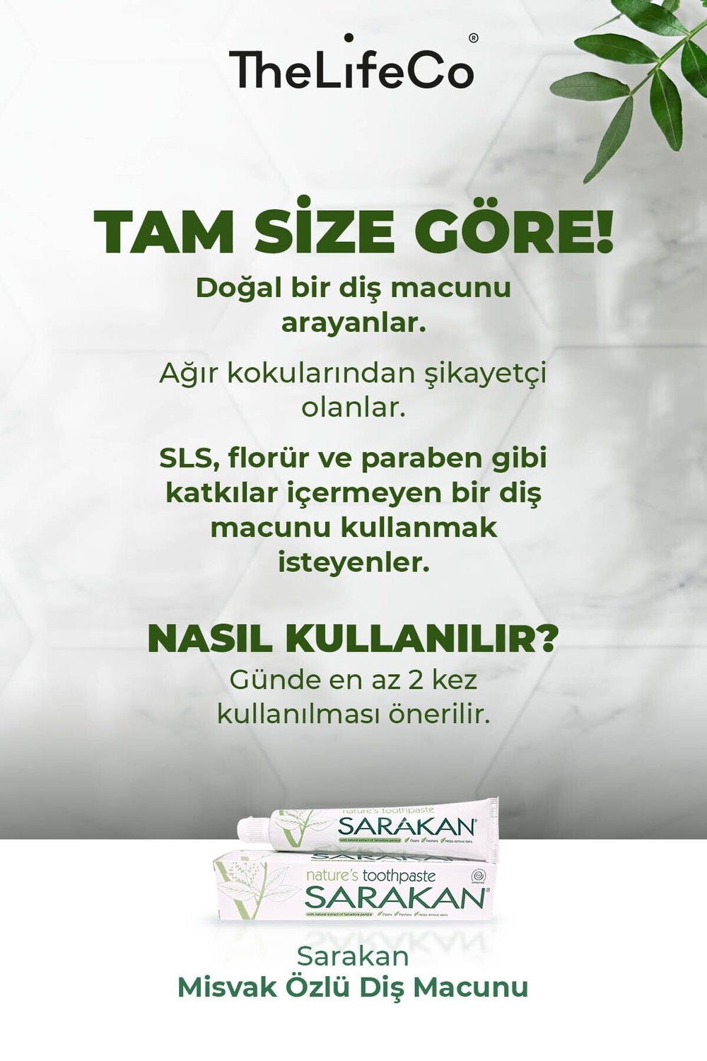 Sarakan Doğal Bitkisel Florürsüz Diş Macunu 50 ml (FLORÜRSÜZ, VEGAN, GLUTENSİZ)