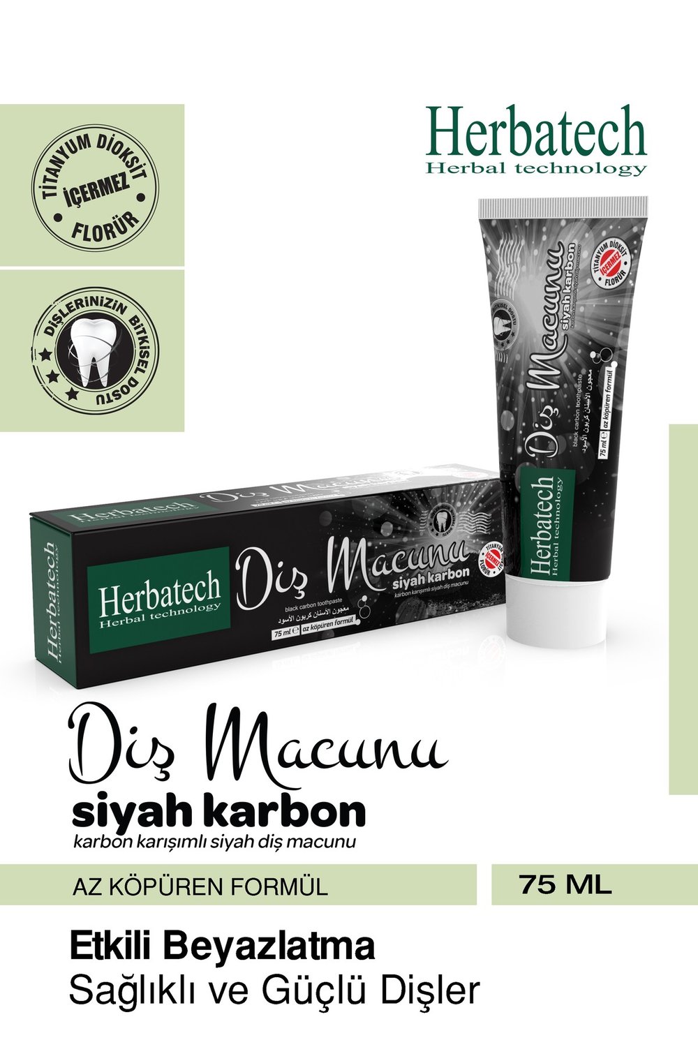 Siyah Diş Macunu Aktif Karbonlu Karışımlı 75 ml