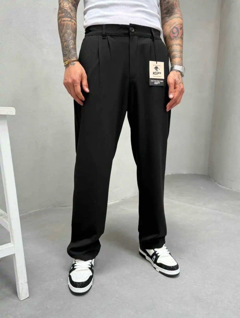 BAGGY KUMAŞ PANTOLON SİYAH