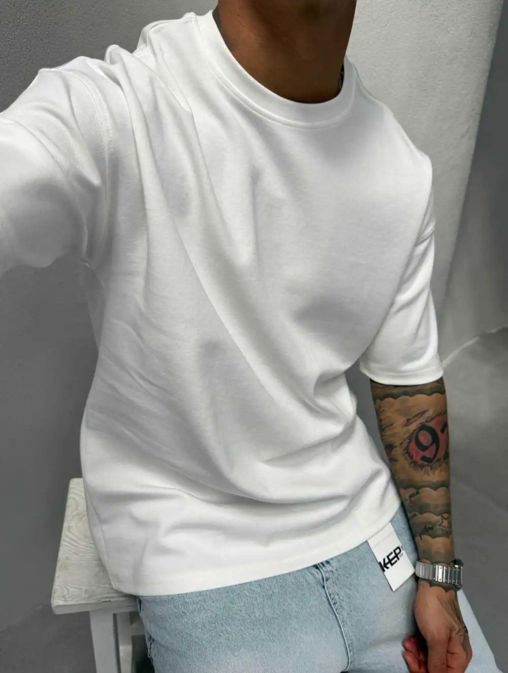KEP's %100 Pamuk Oversize T-shirt Beyaz