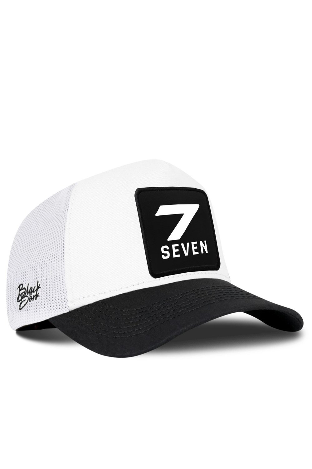 7 Numara Logolu Siyah-Beyaz Trucker Şapka