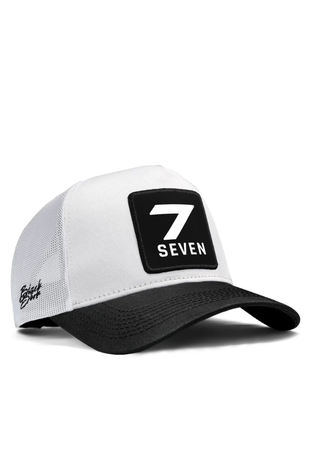 7 Numara Logolu Siyah-Beyaz Trucker Şapka