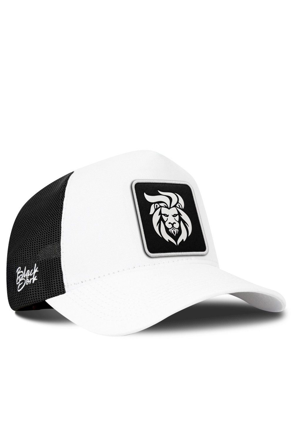 Aslan Logolu Beyaz-Siyah Trucker Şapka