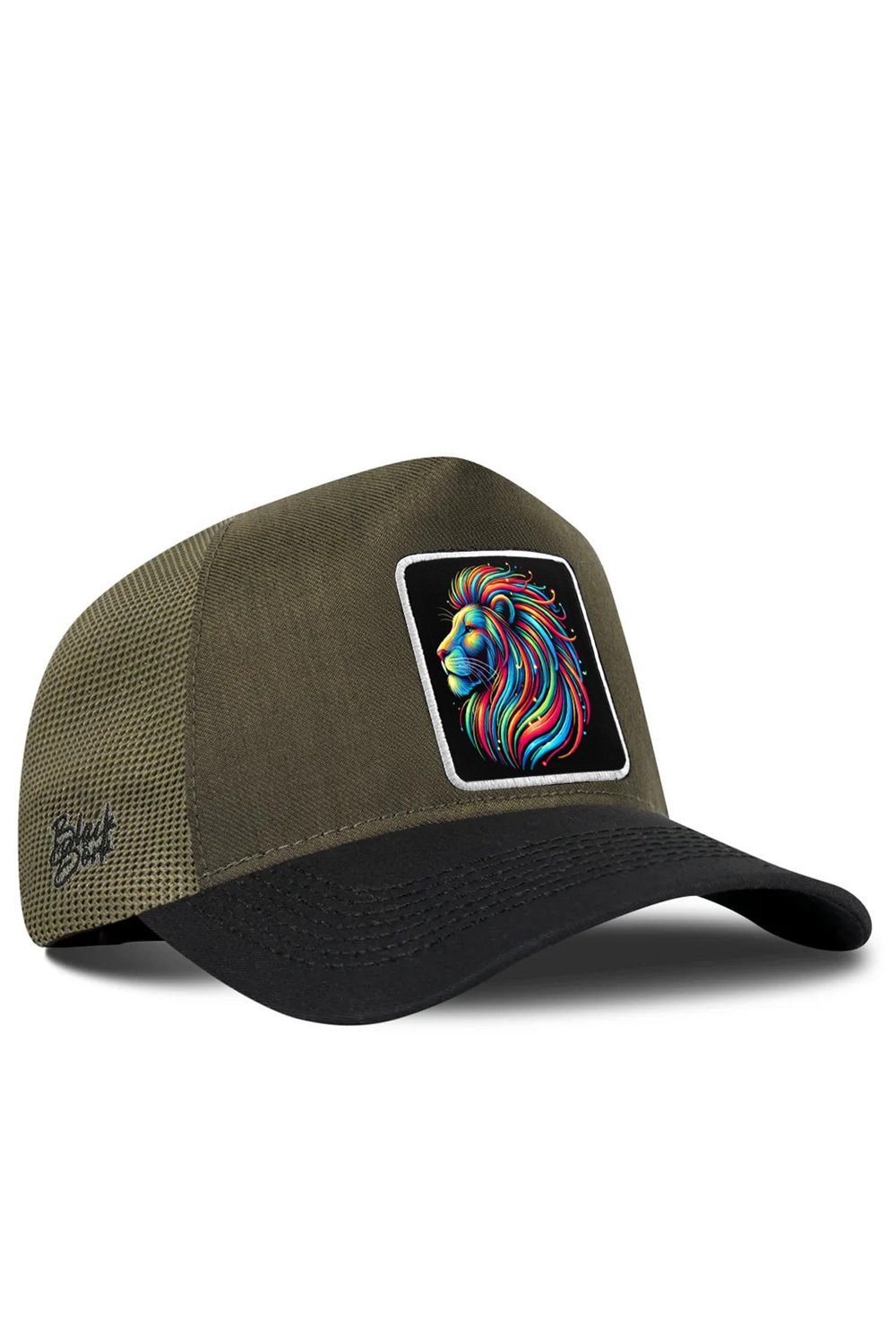 Aslan Logolu Cordura Siyah-Haki Trucker Şapka