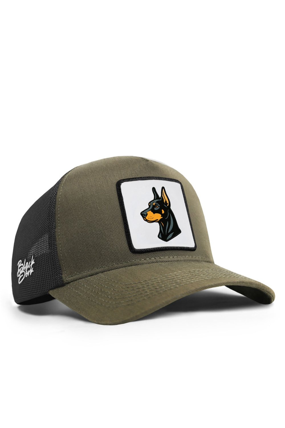 Köpek Logolu Cordura Haki-Siyah Trucker Şapka