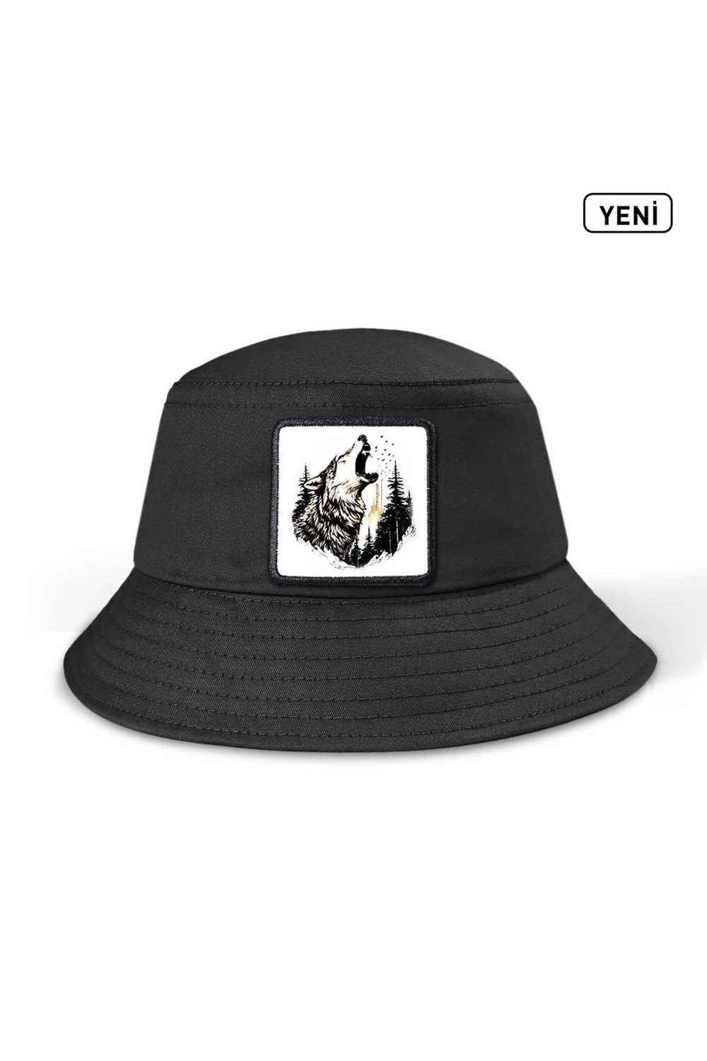 Kurt Logolu Bucket Siyah Şapka