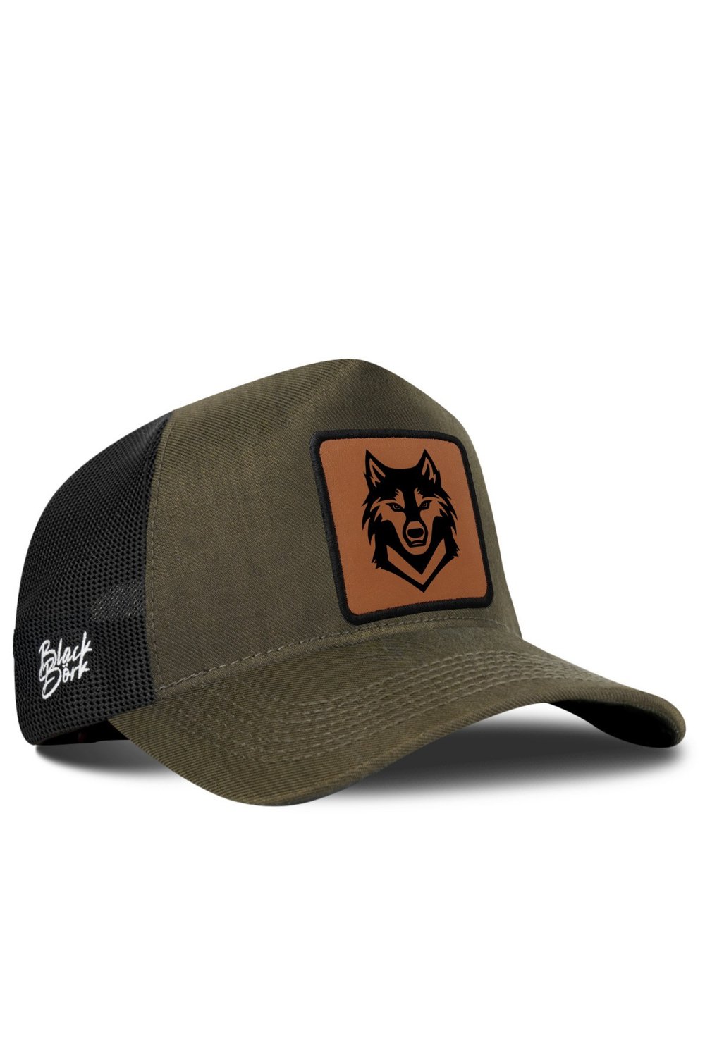 Kurt Logolu Cordura Haki-Siyah Trucker Şapka