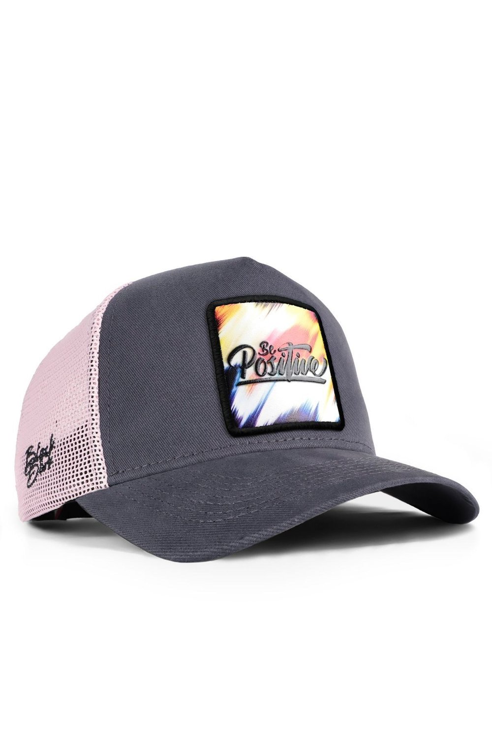 Positive Logolu Antrasit-Pembe Trucker Şapka