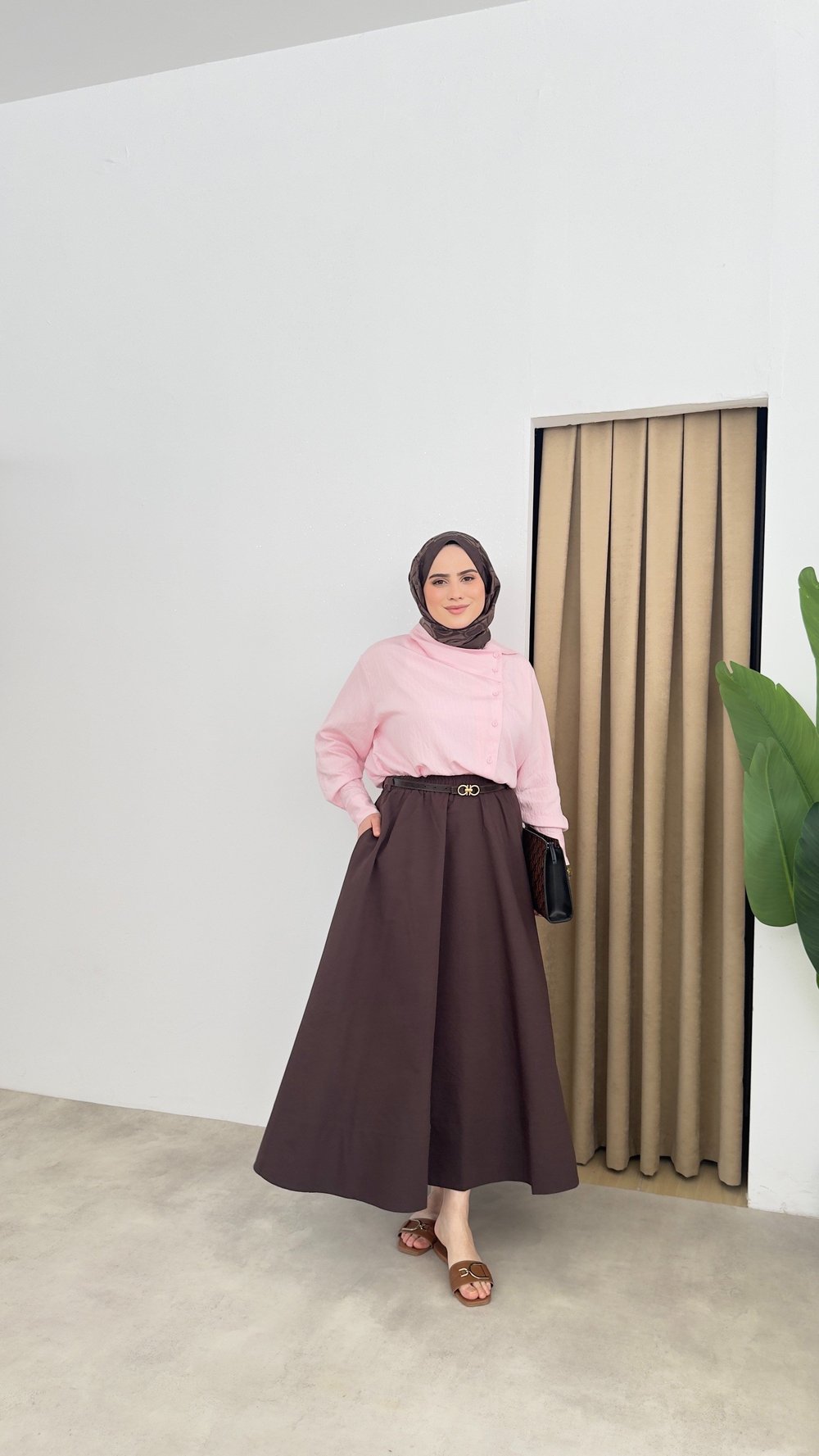 Cep Detay Pamuk Cotton Etek- Kahve