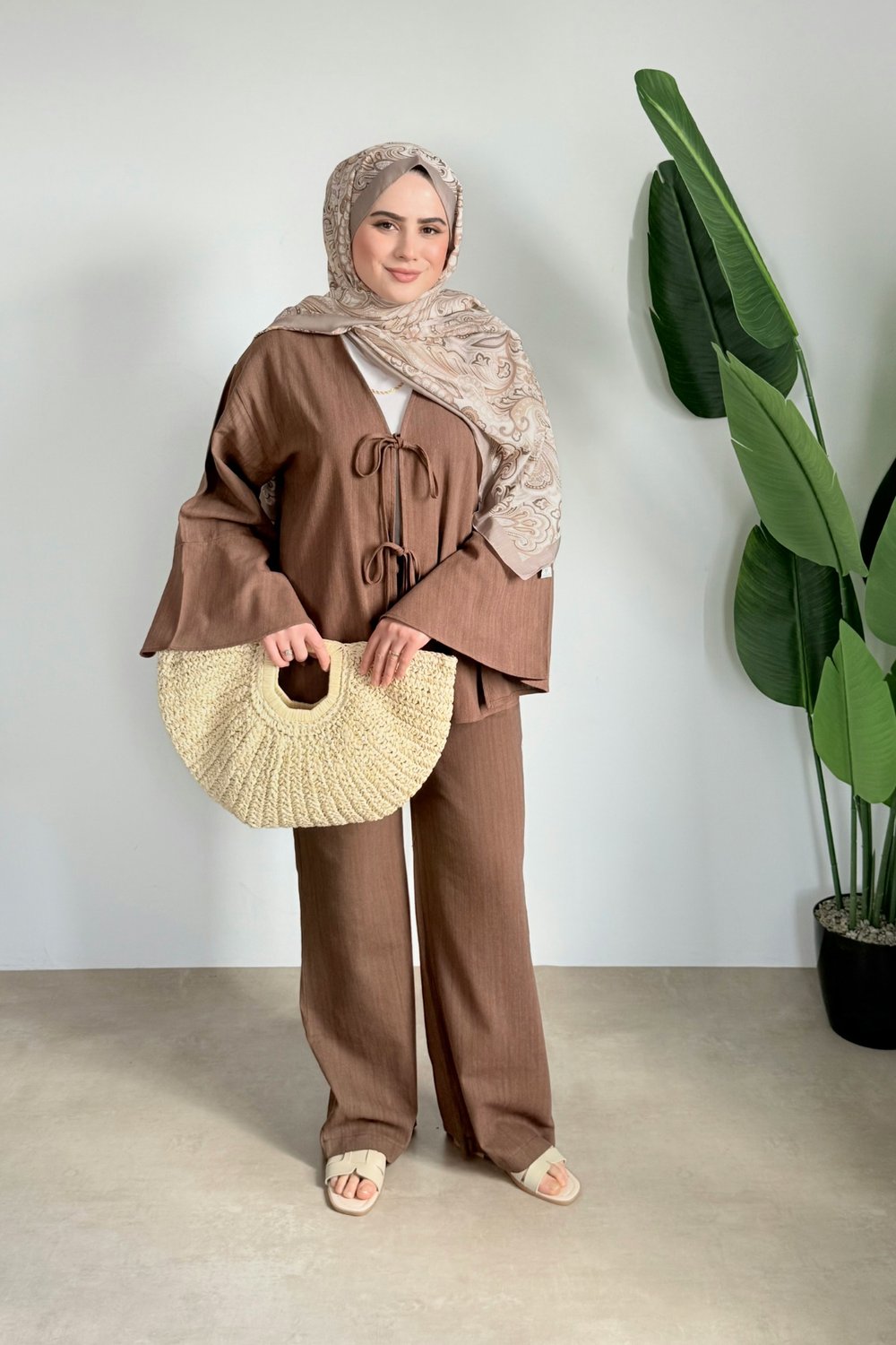 Kol Detay Kimono | Kahve