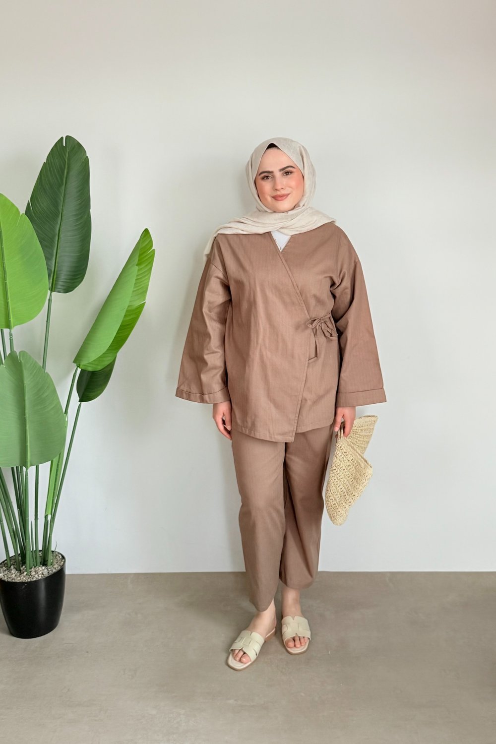 Rima Ham Keten Takım | Kahve