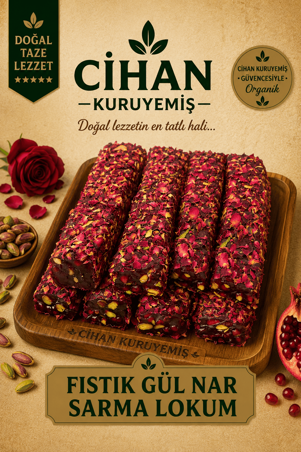 Fıstık Gül Narlı Sarma Lokum