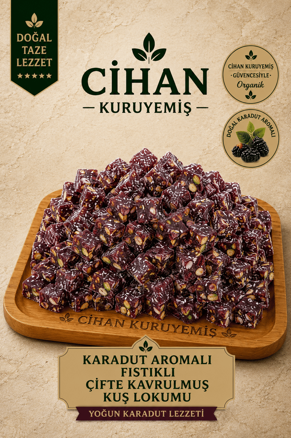 Karadut Aromalı Fıstıklı Çifte Kavrulmuş Lokum