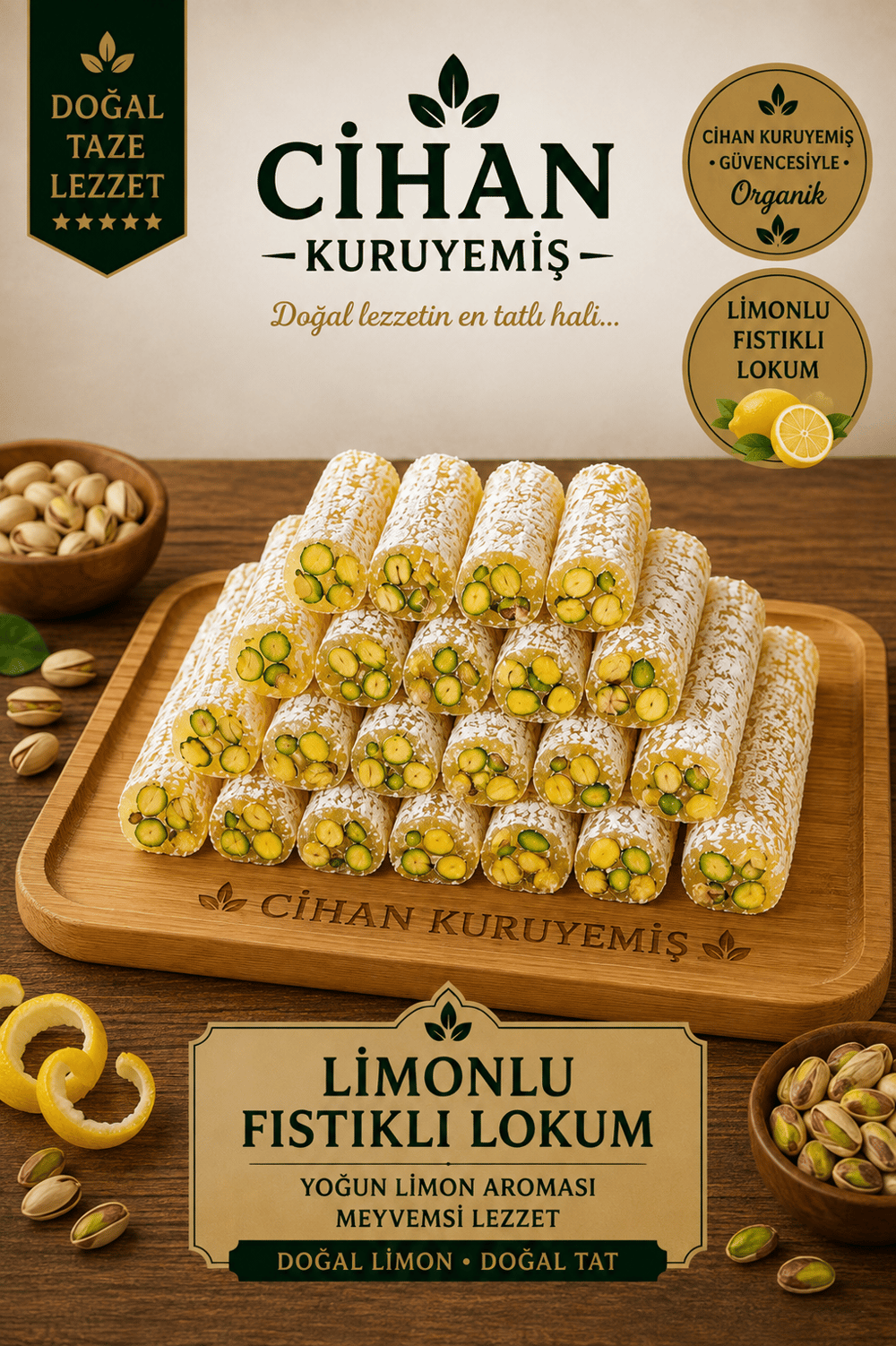 Limonlu Fıstıklı Fitil Lokum