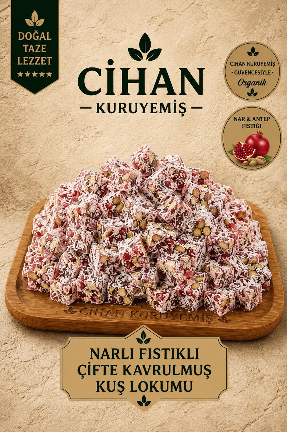 Narlı Fıstıklı Çifte Kavrulmuş Lokum