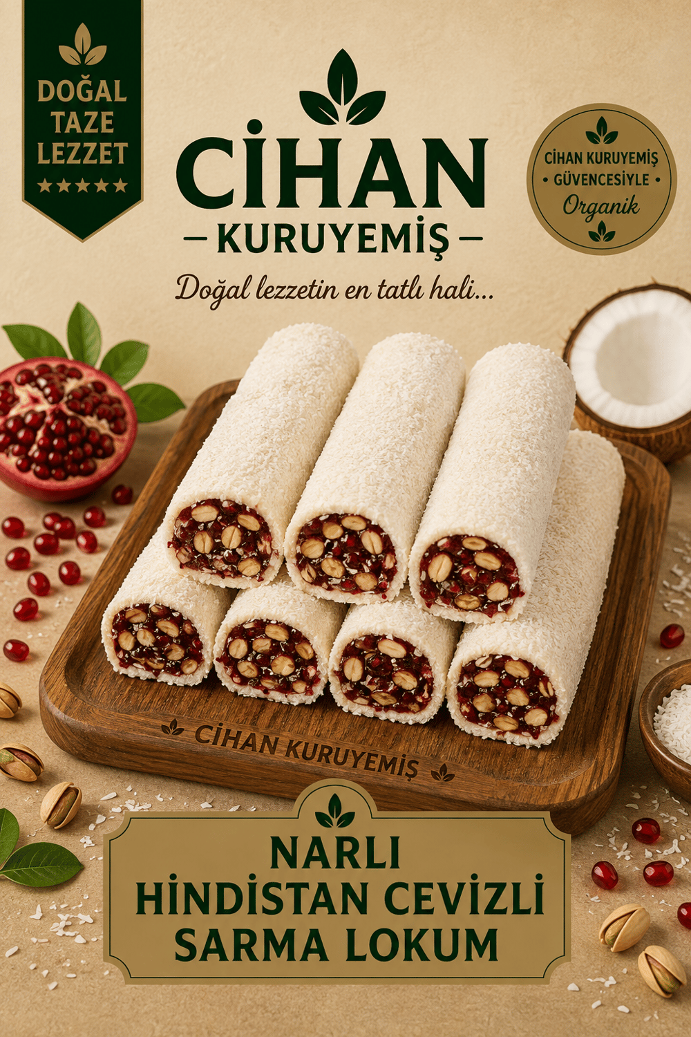 Narlı Hindistan Cevizli Sarma Lokum