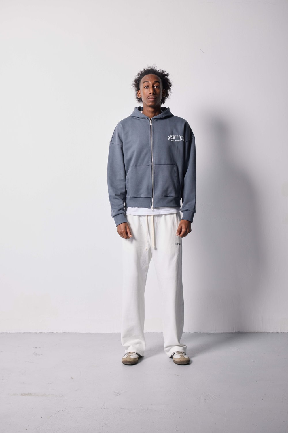 %100 PAMUKLU DİYAGONAL GRİ CROP FIT ZIP HOODIE