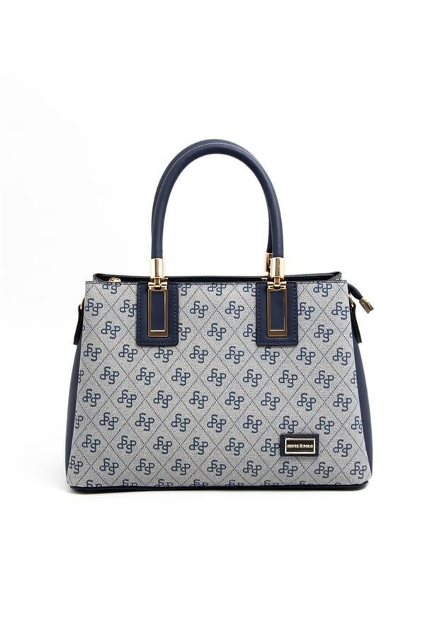 Silver & Polo SP1000 Kadın El Çantası Monogram Gri-Lacivert