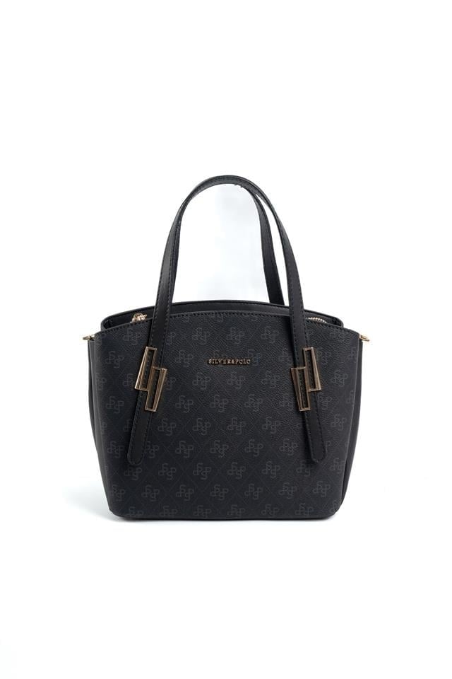 Silver & Polo SP1021 Kadın El Çantası Monogram Siyah