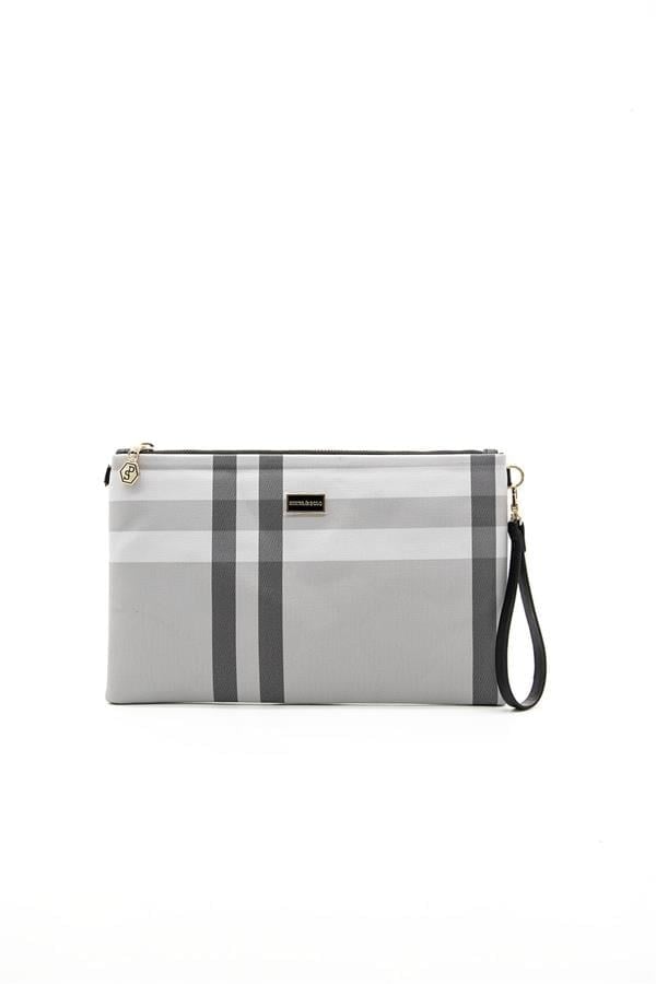 Silver & Polo SP1034 Kadın Portföy & Clutch Ekose A.Gri-A.Taba