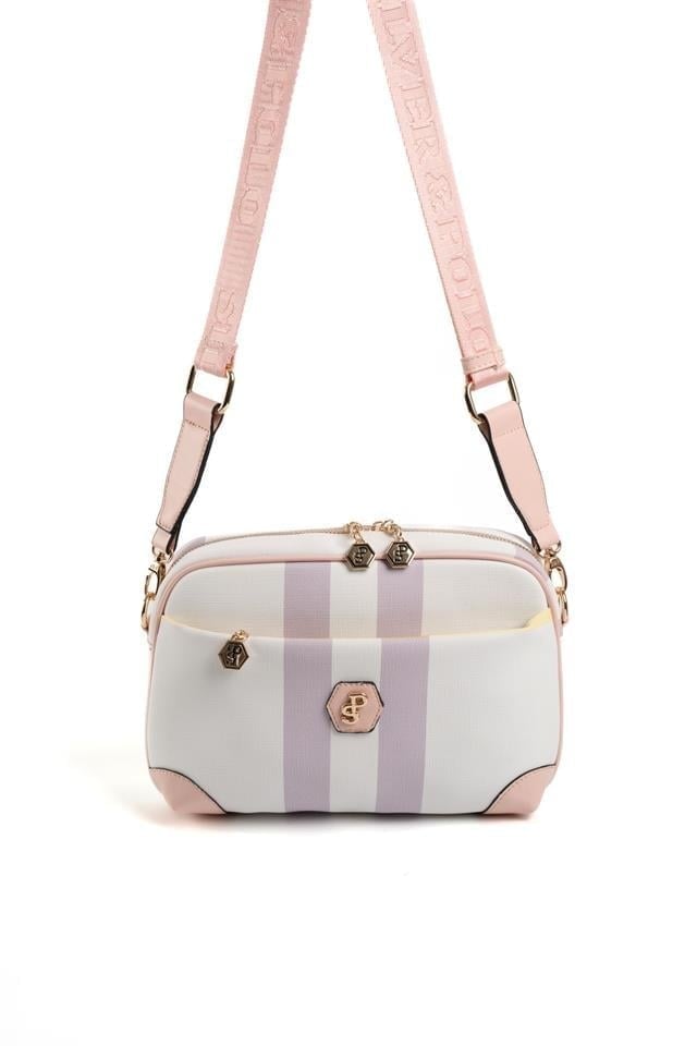 Silver & Polo SP1094 Kadın Çapraz Çanta Ekose Lila-Pembe