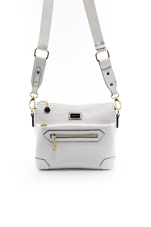 Silver & Polo SP1110 Kadın Çapraz Çanta Logolu Beyaz