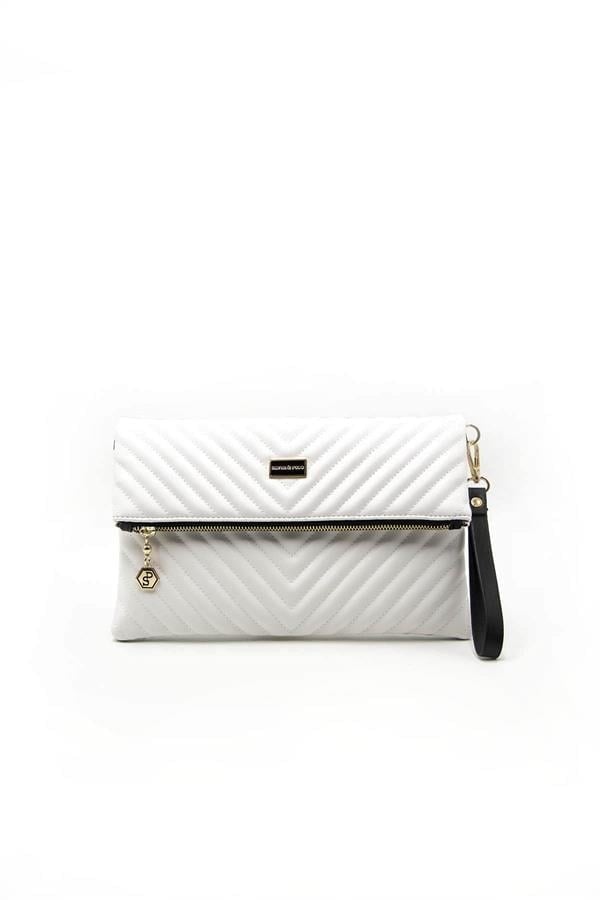 Silver & Polo SP1134 Kadın Portföy & Clutch Kapitone V Beyaz