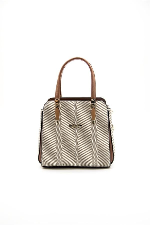 Silver & Polo SP1136 Kadın El Çantası Hasır Bej-Taba
