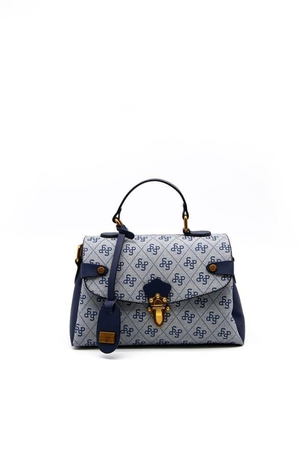 Silver & Polo SP1159 Kadın El Çantası Monogram Gri-Lacivert