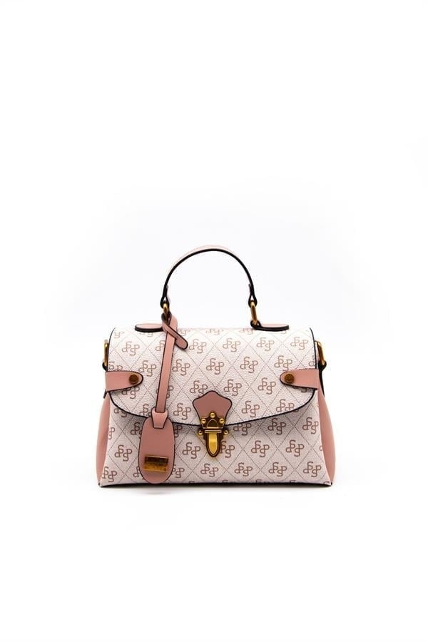 Silver & Polo SP1159 Kadın El Çantası Monogram Pembe-Somon