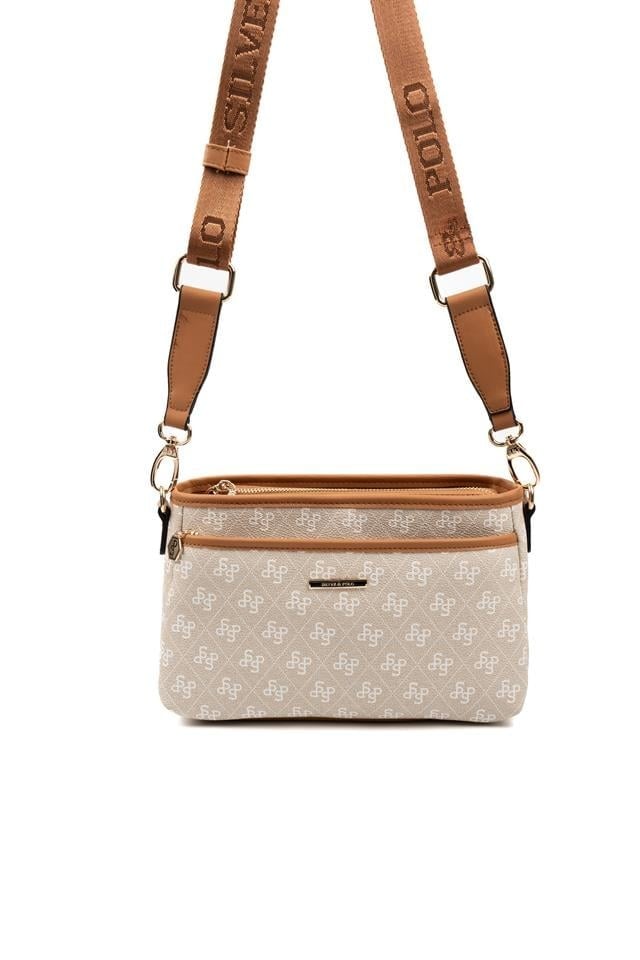Silver & Polo SP1184 Kadın Çapraz Çanta Monogram Taş-A.Taba