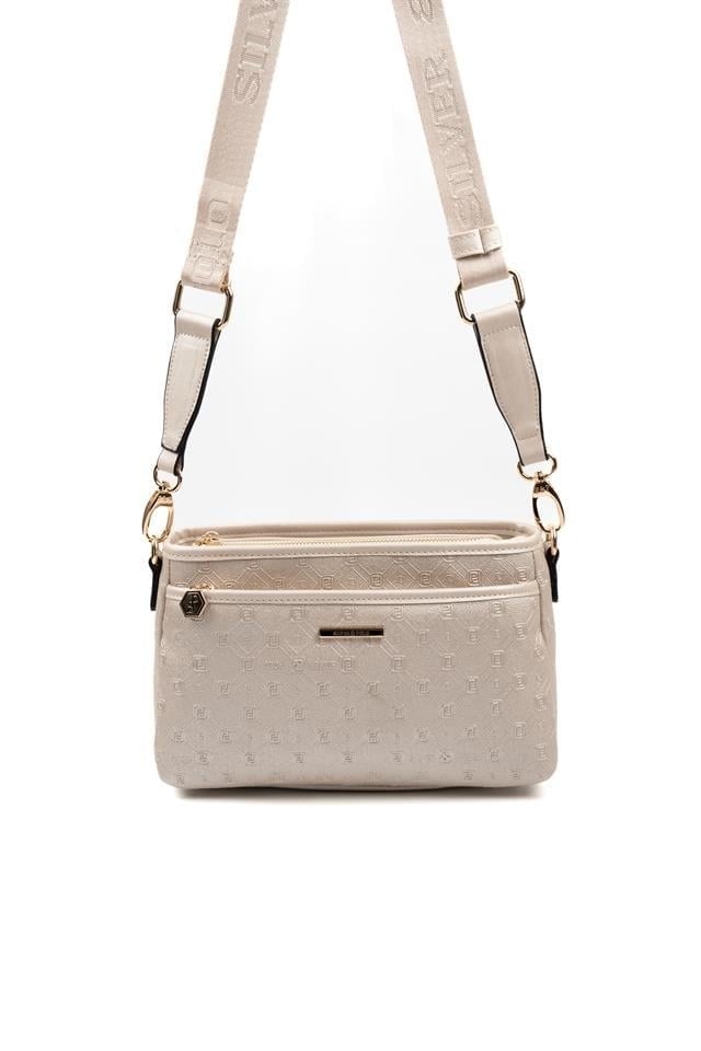 Silver & Polo SP1184 Kadın Çapraz Çanta Logolu Bej-S.Bej