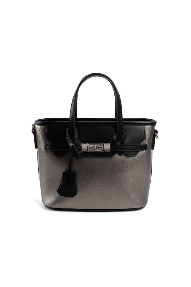Silver & Polo SP1185 Kadın El Çantası Düz Platin-Siyah