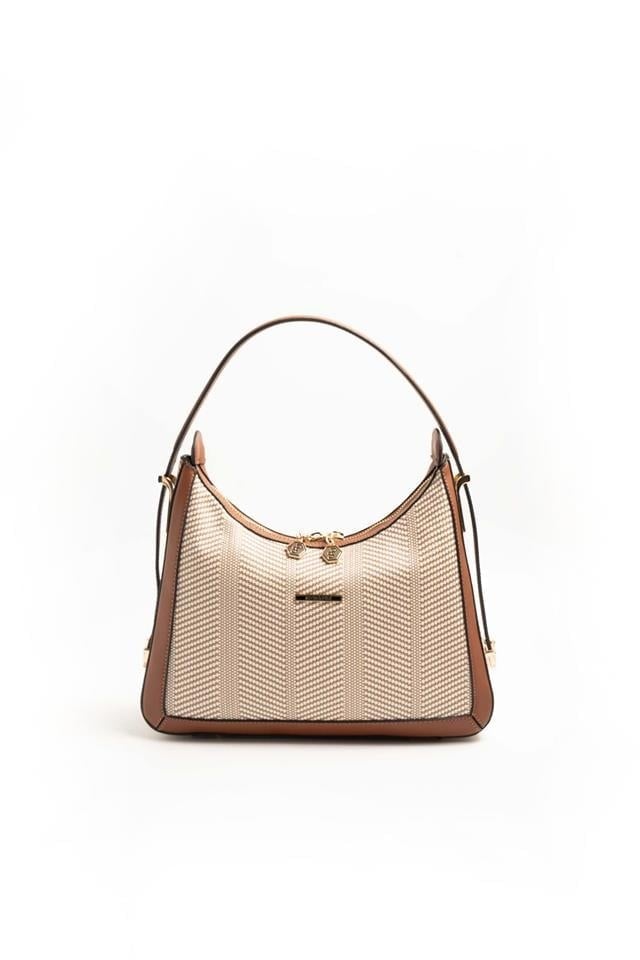 Silver & Polo SP1187 Kadın Omuz Çantası Hasır Bej-Taba