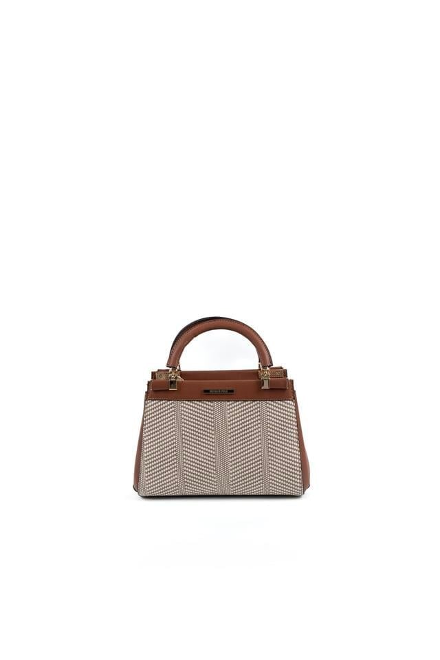 Silver & Polo SP1193 Kadın El Çantası Hasır Bej-Taba
