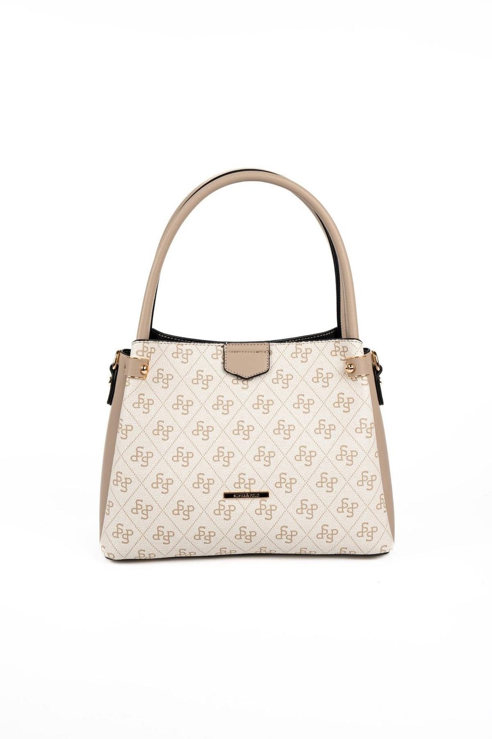 Silver & Polo SP1254 Kadın El Çantası Monogram Bej-Kum