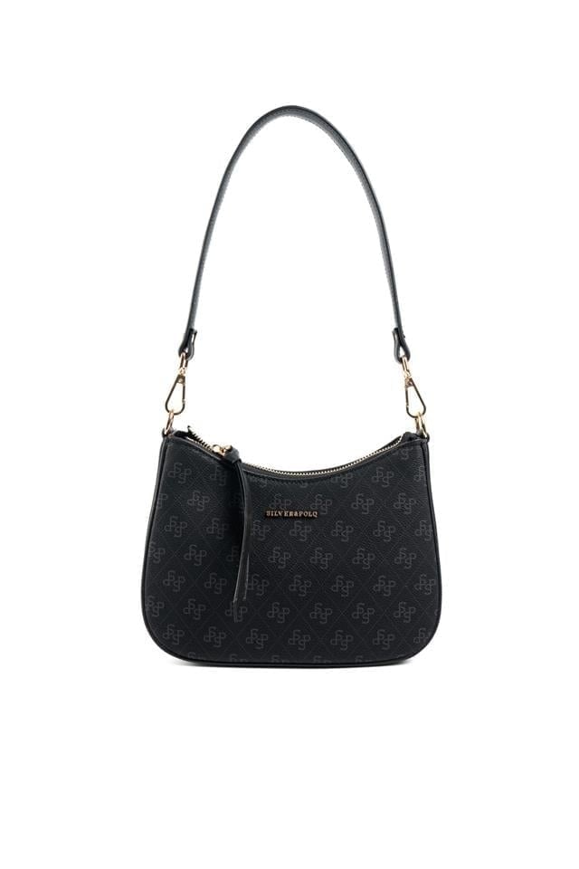 Silver & Polo SP1259 Kadın Omuz Çantası Monogram Siyah