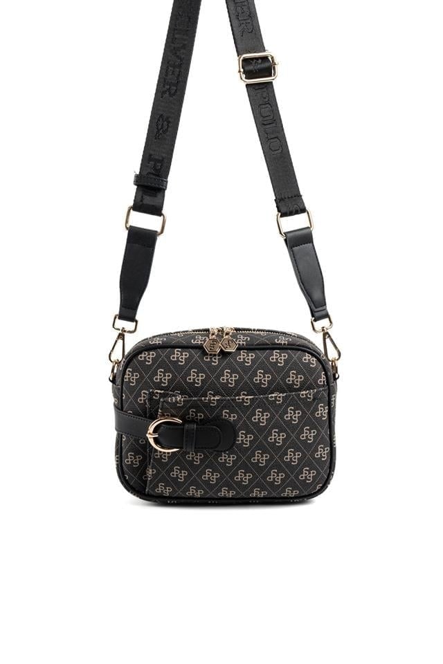 Silver & Polo SP1269 Kadın Çapraz Çanta Monogram Füme-Siyah