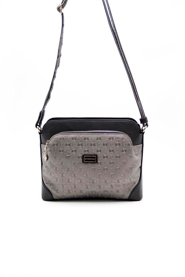 Silver & Polo SP364 Kadın Çapraz Çanta Logolu Platin-Siyah