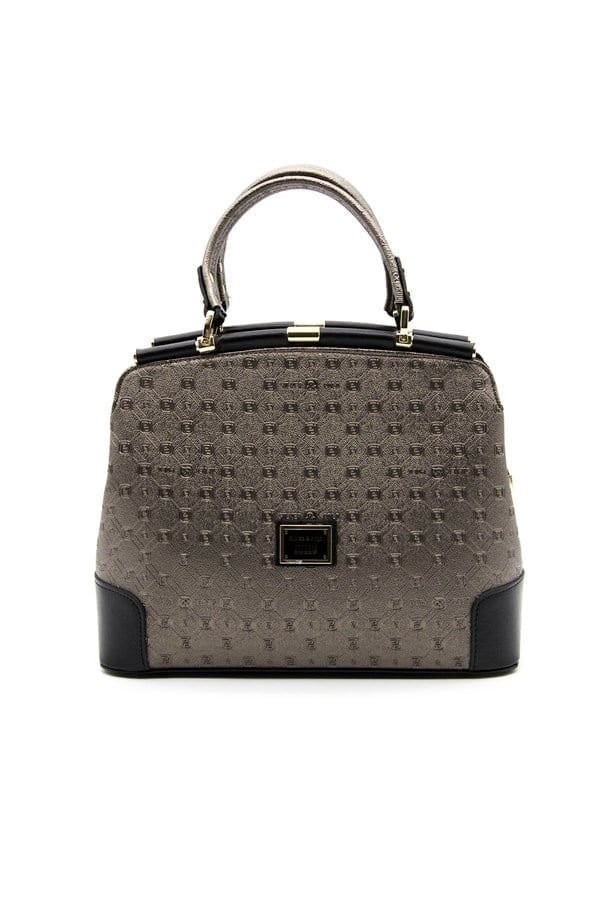 Silver & Polo SP706 Kadın El Çantası Logolu Platin-Siyah